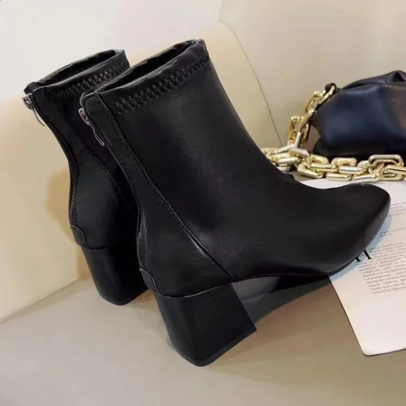 Women Boots Fashion Square Head Ankle Boots for Women Ankle Boots Comfortable Lady Shoes Casual Shoe botines mujer 241226
