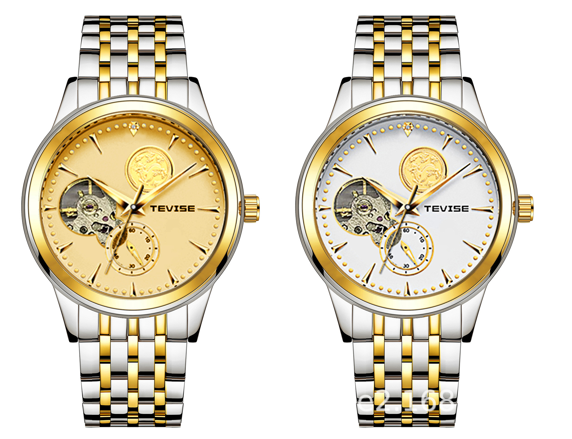 Swiss TEVISE Mechanical Mens Watch Kylin Automatic Waterproof, with Solid Steel Strap Luxury Watch Mens T007 9006
