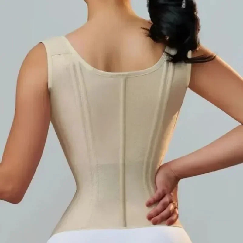 Fajas Colombianas Body Shaper Shapewear Women Vest Tops Double Compression Waist Trainer Corset Adjustable Zipper and Hook-eyes 241225