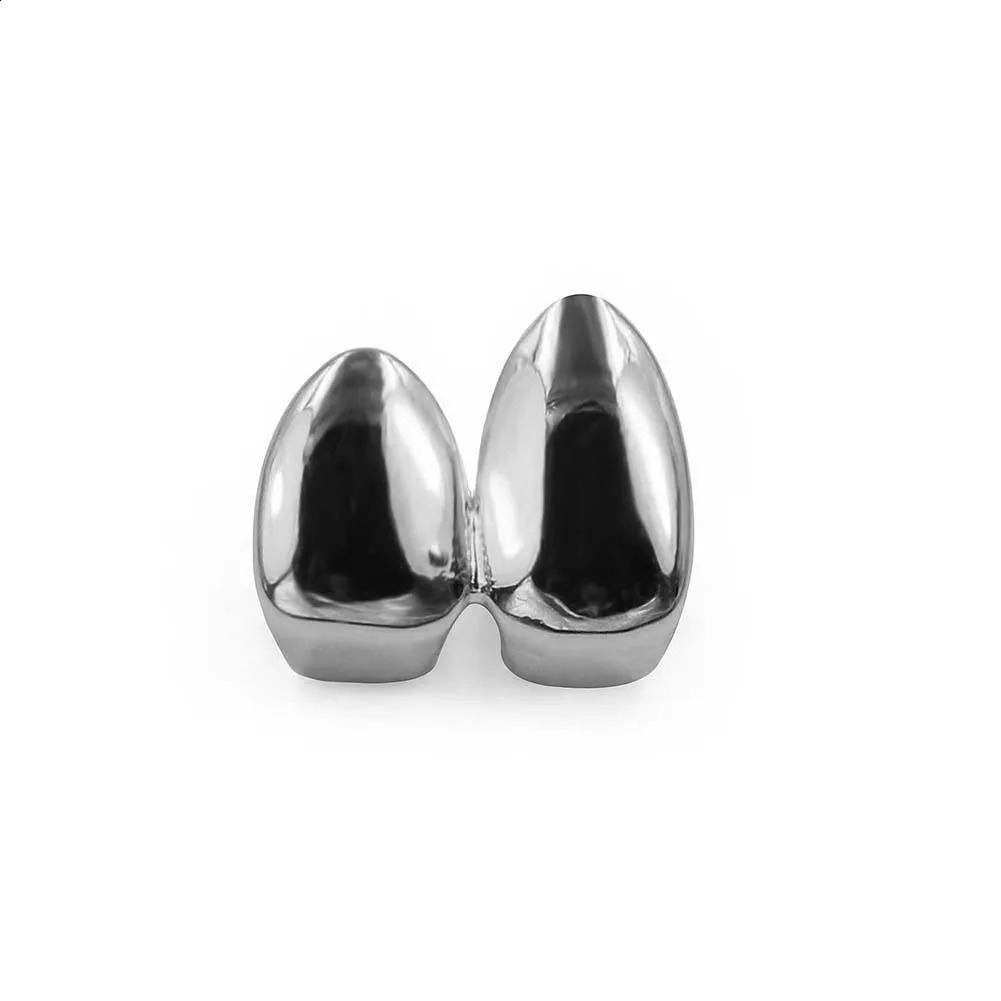 Men Hip Hop Double Canine Teeth Grills Plated Top Removable Dental Fashion Jewelry 241226