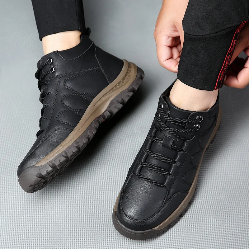 Autumn Winter Boots Men Genuine Leather Shoes Thick Sole Cow Male Snow Fashion Mens Ankle KA270 241225