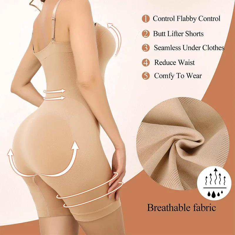 ZAFUAZ Womens Shapewear Bodysuits Butt Lifter Body Shaper Strapless Seamless Mid Thigh plus Size Sweat Vest for Women Exercise 241225