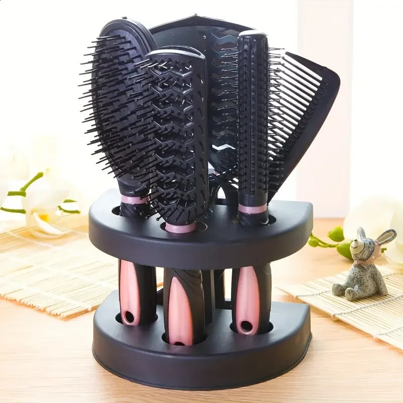 5Pcs Comb Brush Set Professional Salon Styling Set with Antistatic Comb Makeup Mirror Dress Up Storage Tool Set for Women 241225