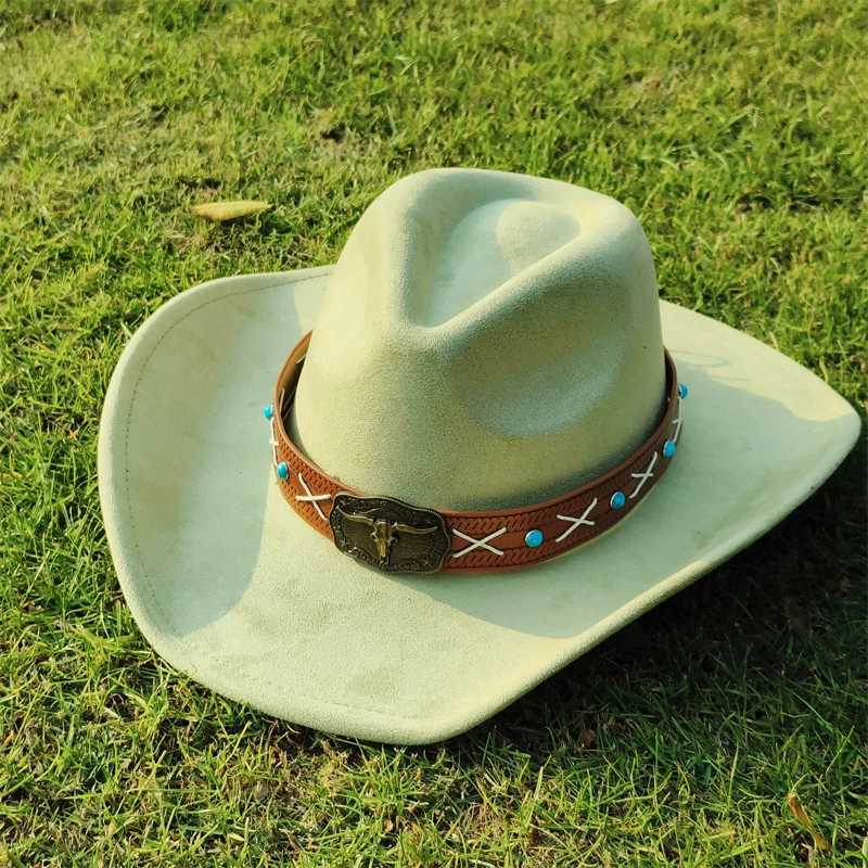 Retro Mens Cowboy Hat Suede Cowboy Hat Mens Jazz Hat Wide Brown Felt Fedora Hat Retro Panama Sombrero Hombre W241225
