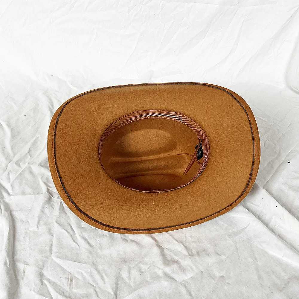New Mens Western Womens Cowboy Hat with Belt Elegant Cowboy Hat for Church Jazz in Winter and Autumn W241225