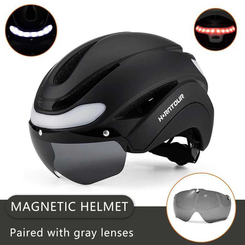 Horntour 2025 Bicycle Helmet Ride Lights Racing Road Bike Helmet Men and Women Outdoor Sports Pro Cycling Bicicleta Safety Cap XJ241226