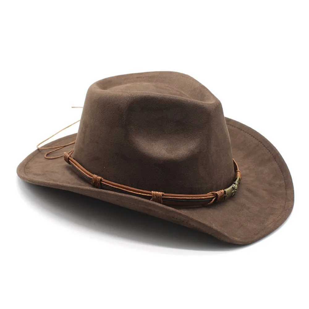 Western cowboy hat jazz knight hat mens ethnic style felt hat cowshed decoration grassland country hat straw hat W241225