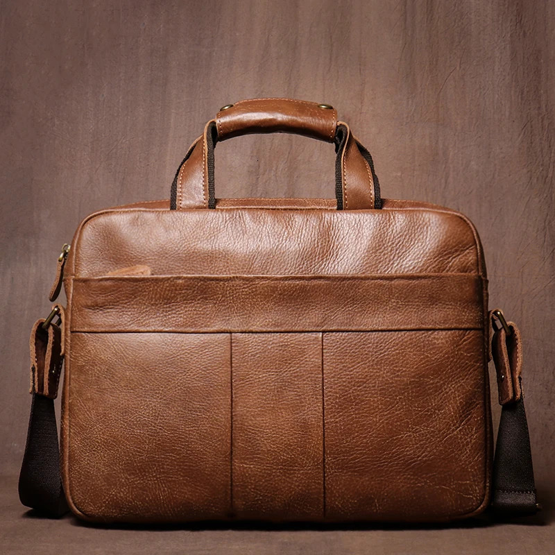 LUOKIR Vintage Real Leather Briefcase Men Cowhide Handbag Business Travel Messenger Bags Computer Bag For 15 Inch Laptop 241225