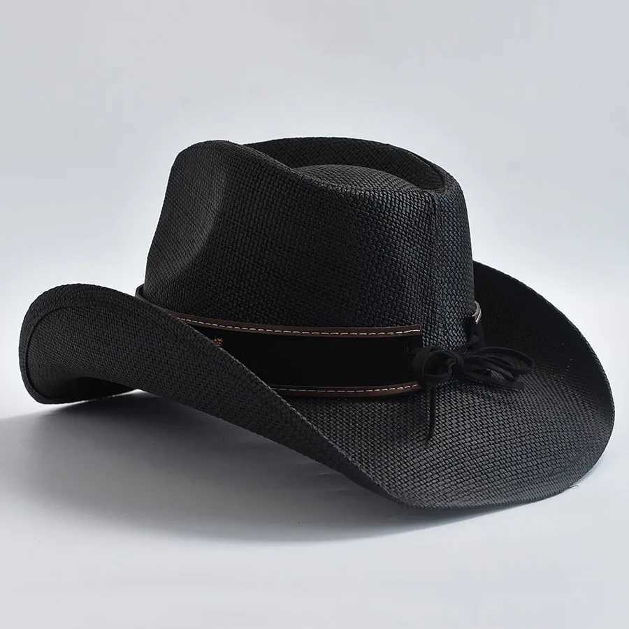 Retro Curly Edge Cowboy Girl Jazz Hat Western Mens Str Hat Summer Beach Sun Hat W241225
