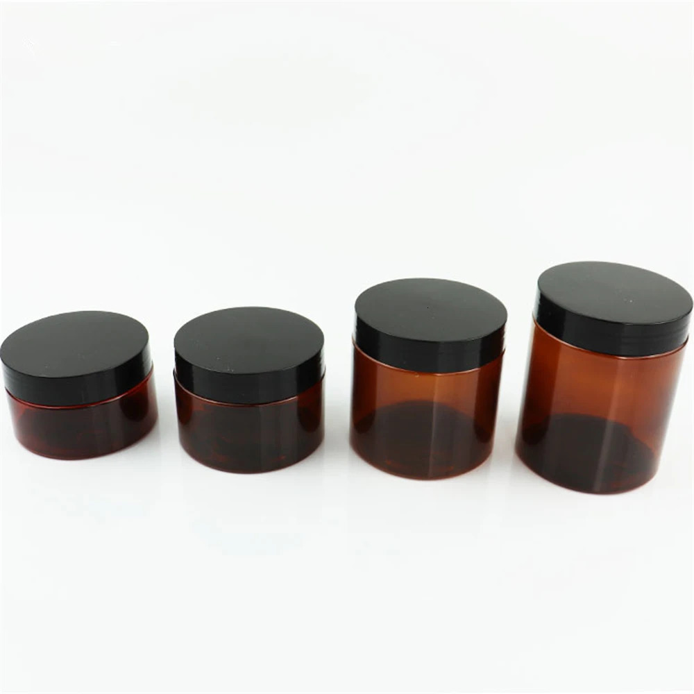 12pcs 50/100/150/200/250ml Empty Makeup Jar Pot Amber Brown Cosmetic Face Cream Bottles Lip Balm Sample Container Jar Pot Makeup 241225