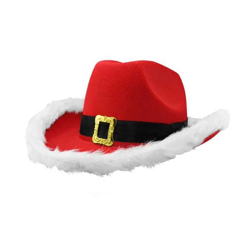 Christmas Cowboy Hat and Scarf for Adult Wedding Carnival Party Clothing and Accessories W241225