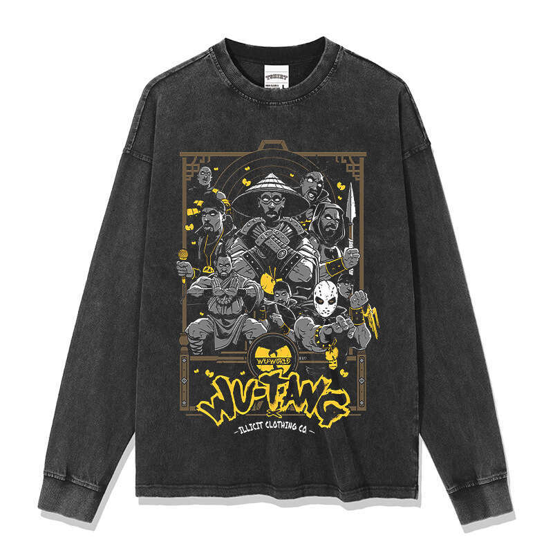 Wu Tannan Wudang style printed short sleeved T-shirt, loose RapHIPHOPTEE round neck hooded sweatshirt