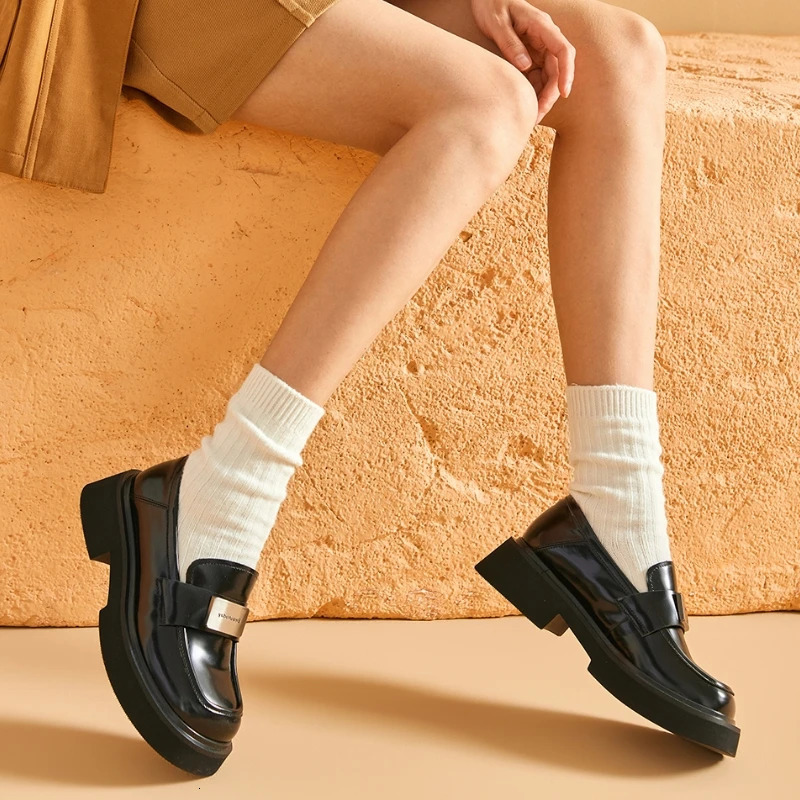 BEAUTODAY Classical Loafers Women Genuine Cow Leather Solid Color Slip-on Ladies Shoes Handmade 26607 241225