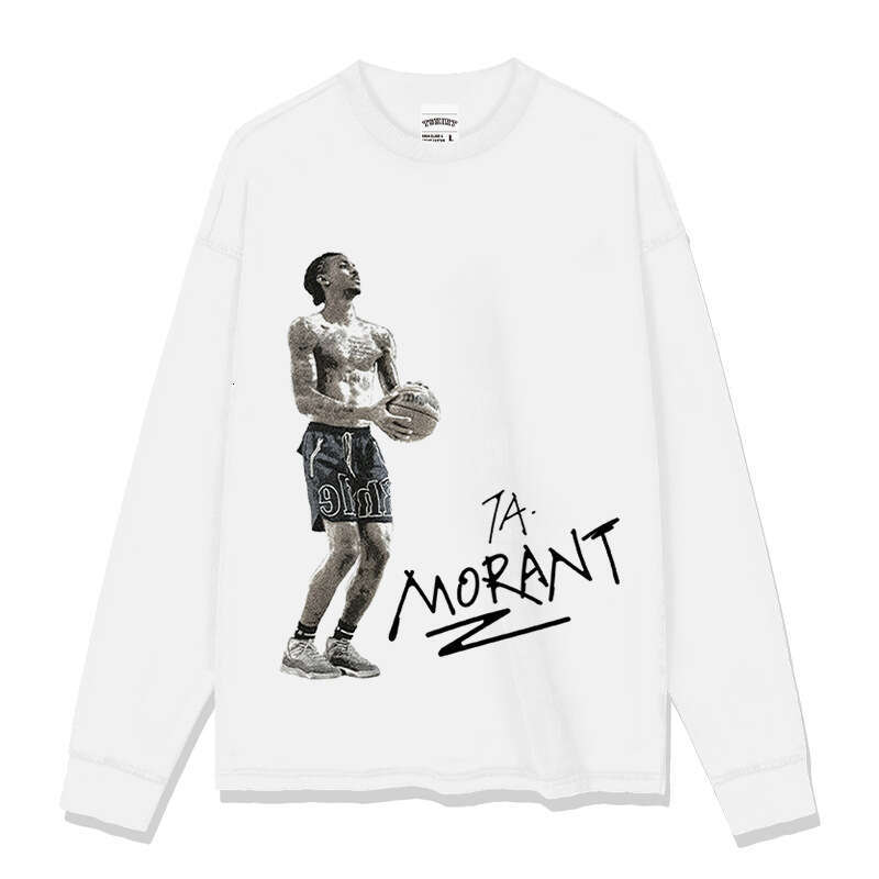 2022 Autumn/Winter Morant American Printed Long sleeved T-shirt Loose Men's and Women's Pure Cotton Small Neckline