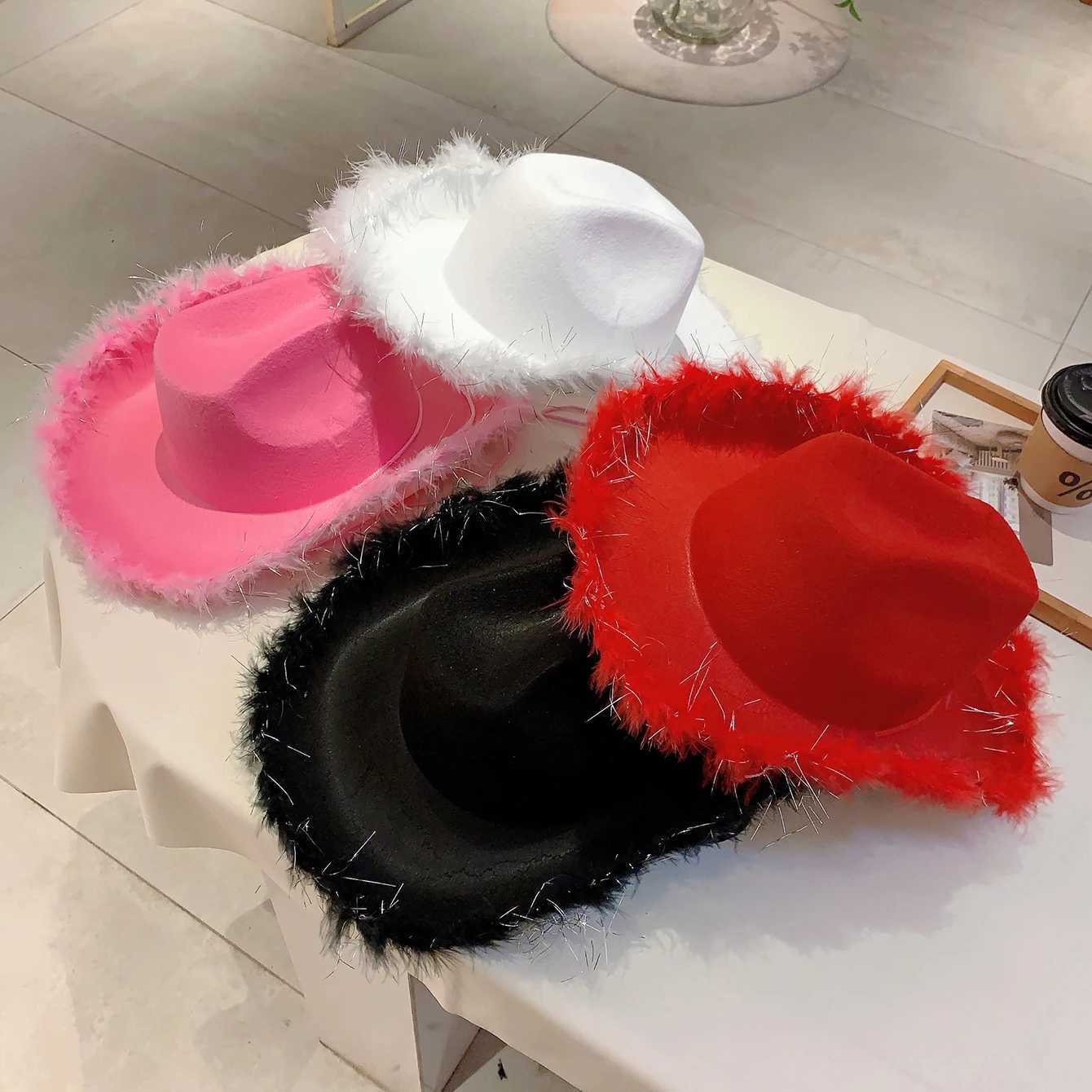 KAMMPT Fashion Solid Color Cowboy Hat Wide Brim Carnival Role Playing Cowboy Hat Western Style Trend Cs Singles Party W241225