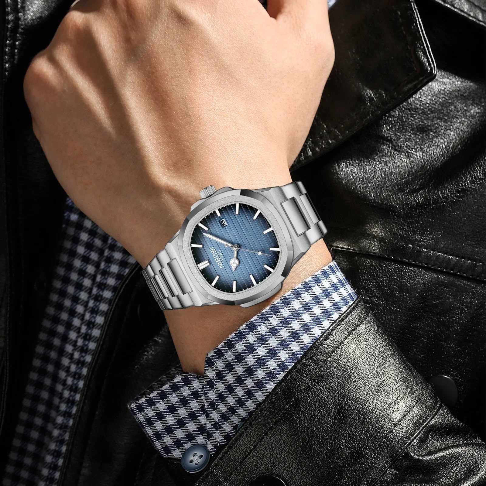 New Arrival NIBOSI New Luxury Business Watch Waterproof Mens Watch Luminous Date Stainless Steel Square Quartz Mens Watch Reloj Hombre Z241226