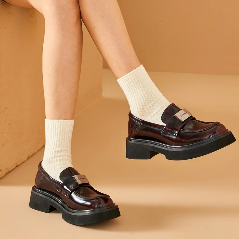 BEAUTODAY Classical Loafers Women Genuine Cow Leather Solid Color Slip-on Ladies Shoes Handmade 26607 241225