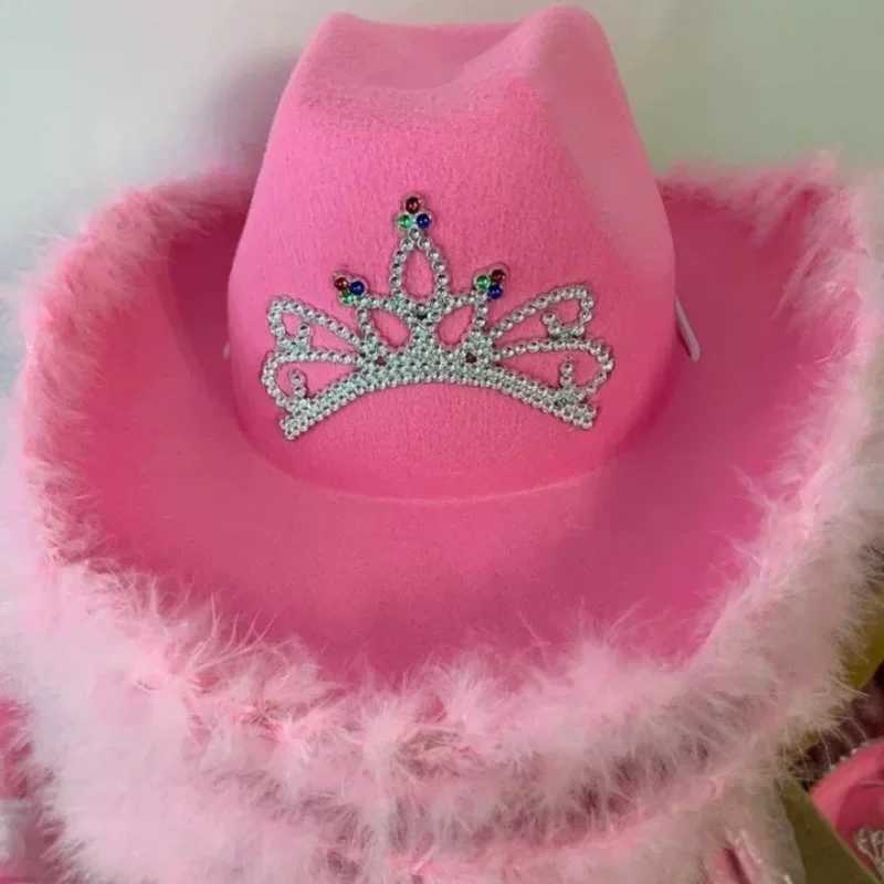 Colorful Feather Western Cowboy Hat British Retro Jazz Hat Theme Party Halloween Carnival Hat Wide Brim Wool Felt Hat Role Playing W241225