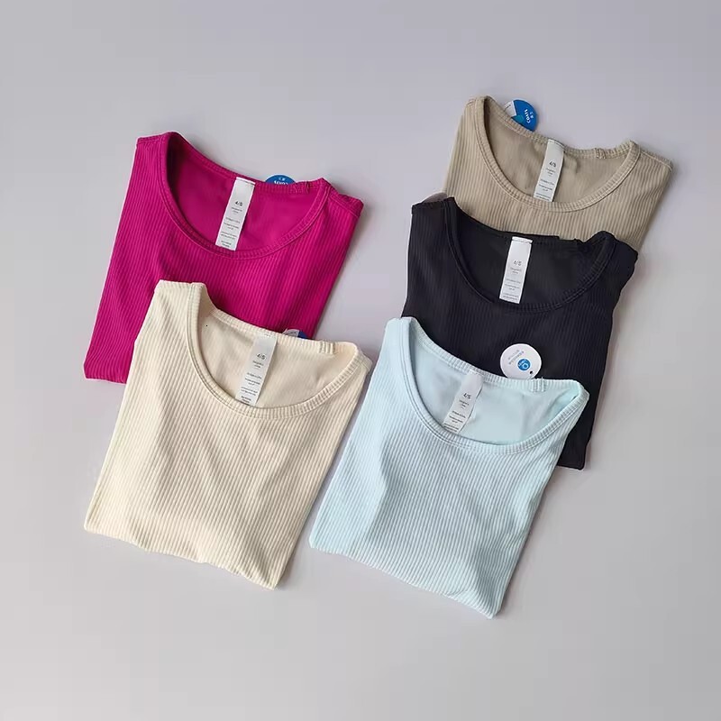 Women Seamless Ribbed Sports Breathable Gym Tops Sport Blouse Shirt Short Sleeve Running T-Shirt Yoga Shirts