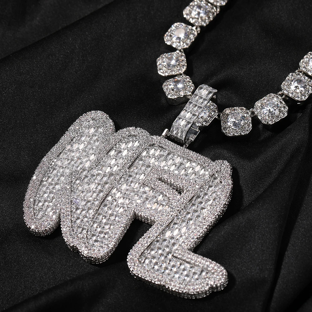 UWIN Baguettecz Custom Name Pendant Men Hip Hop Necklace Iced Out Zircon Personalized Silver Color Chain Charms y Jewelry 241226