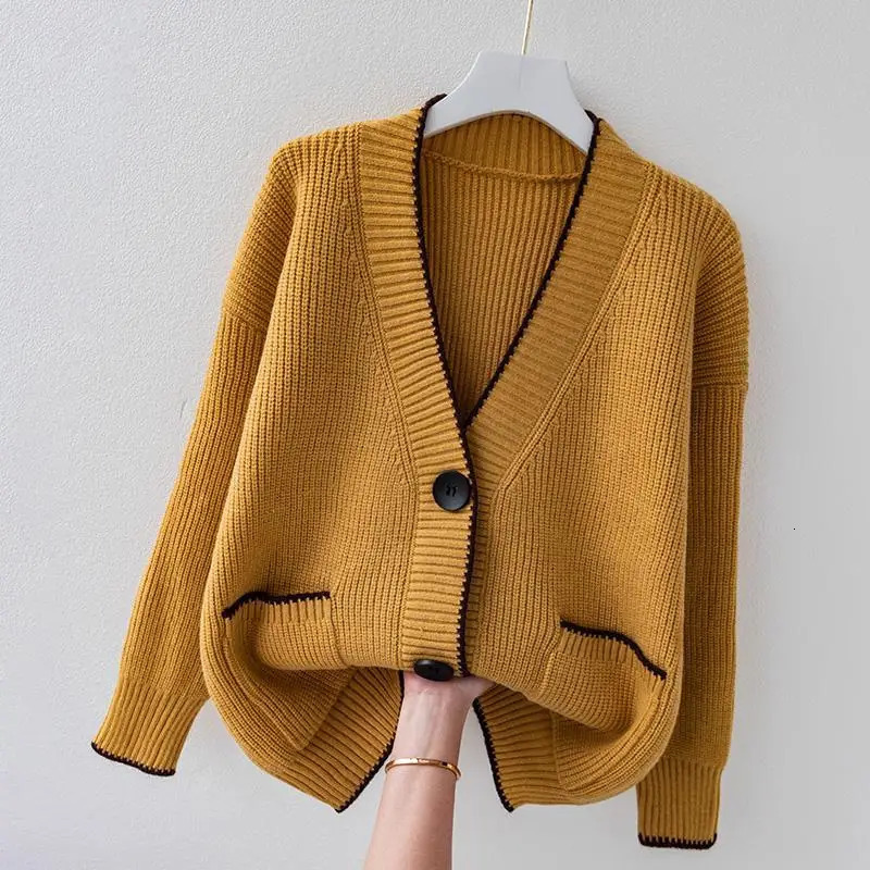 Womens Plussize Orange Blouse Autumn and Winter Clothes Solid Color Sweater Women Clothing Cardigan Coats Tops 241225