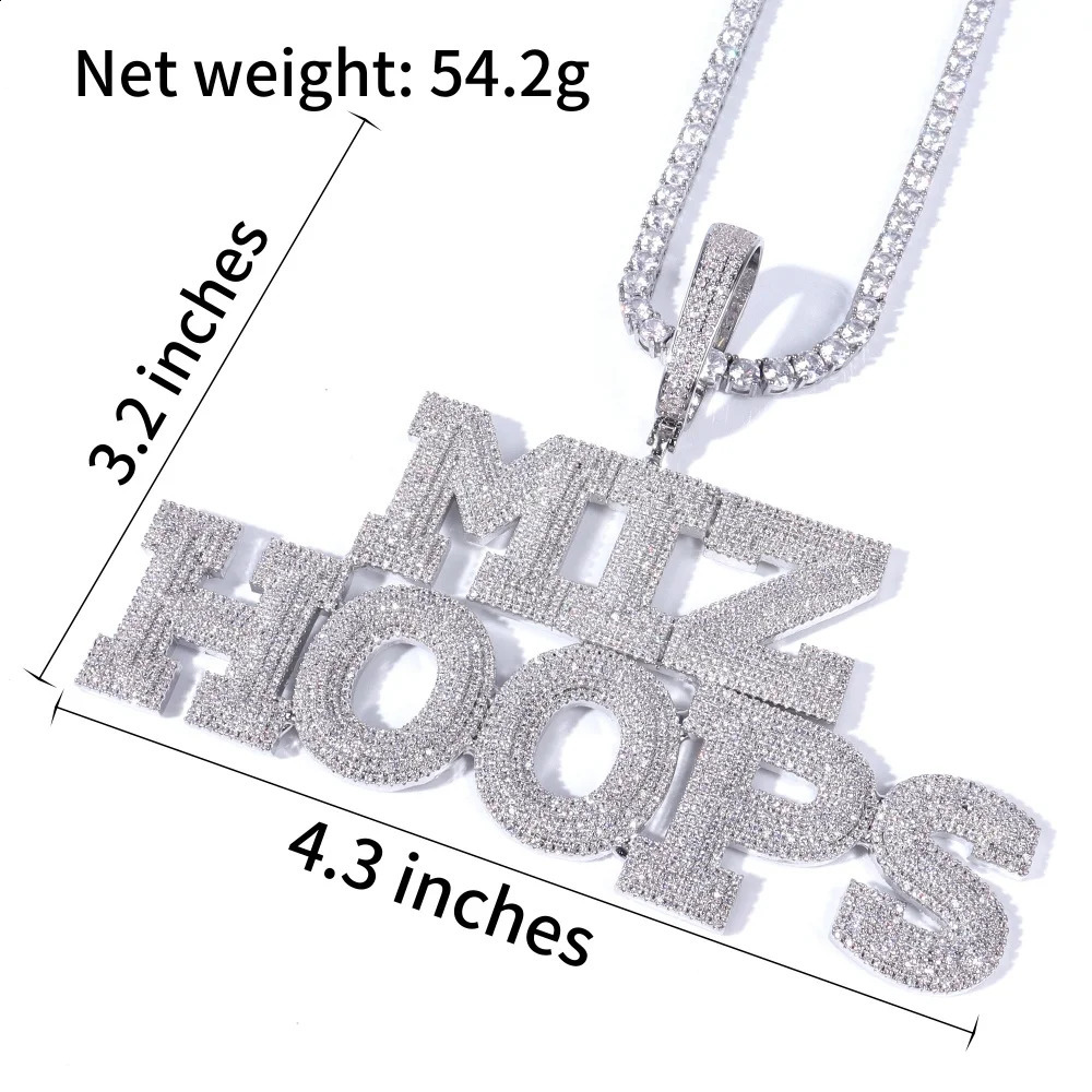 Custom Pave Cubic Zircon Bold Letters Pendant For Men Personalized Name Necklace With Cuban Link Chain Hip Hop Rock Jewelry 241226