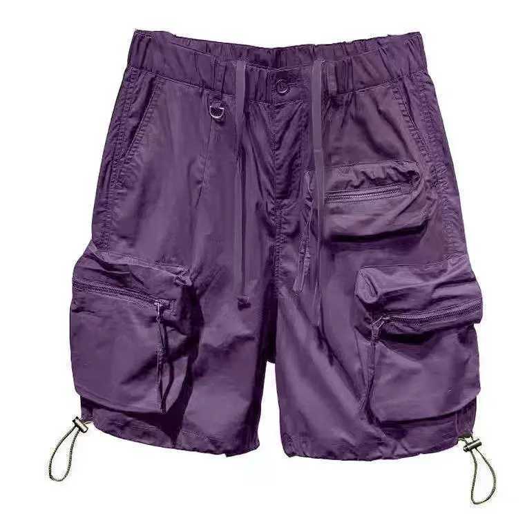 2024 New Men Summer Fashion Solid Color Casual Cargo Shorts Male Quick-drying Thin Shorts Mens Loose Straight Short Pants K322 W241226
