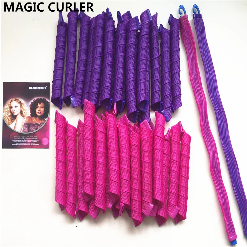 20Pcs/bag 55cm Magic Curlers Fashionable Hair Rollers Easy To Use No Heat Curl Spiral Curls Styling Kit for Long Hair Hairstyle 241225