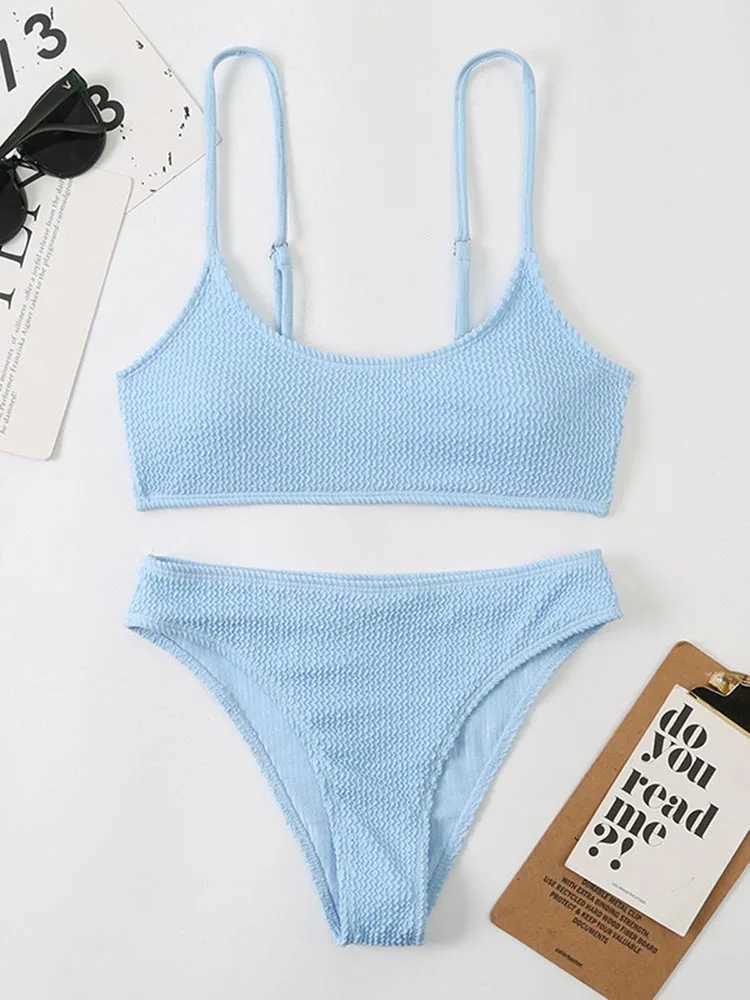 OIINAA swimsuit womens sexy pink swimsuit wave striped bikini set split two-piece Biquinis summer fashionable womens beach wearW241225