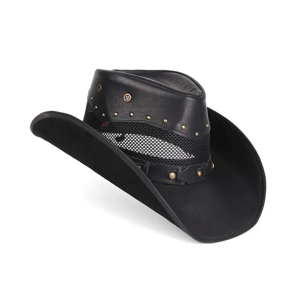 Designer Mens and Womens Leather Western Cowboy Hat Knight C Breathable Sun Hat Top Gorilla Para Hombres W241225