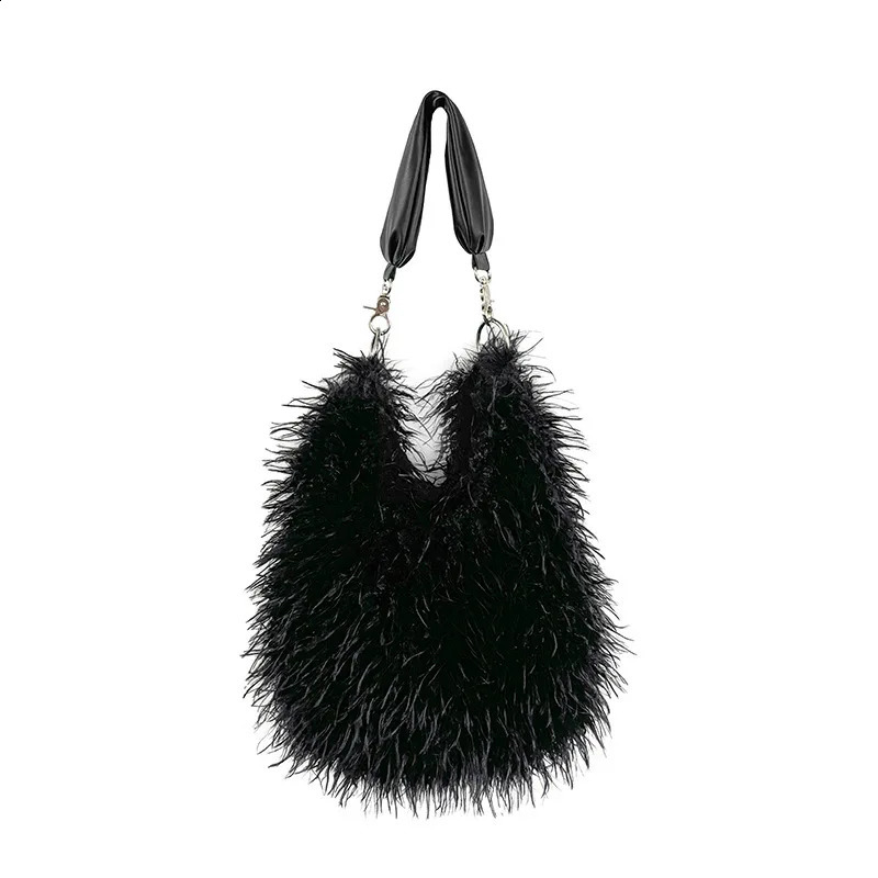 autumn and winter fashionable personalized long hair bag niche sense simple and practical single shoulder fur leather bag 241223