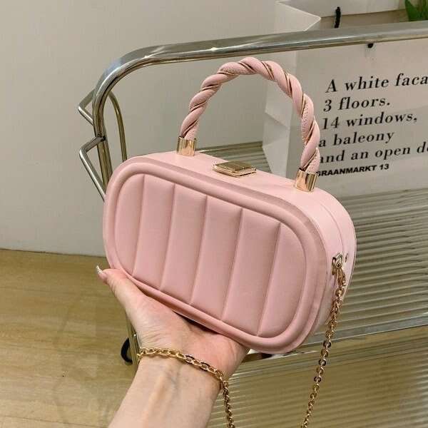 New Korean Fashion Chain Emed Handheld Single Shoulder Box With High Quality Texture Small Square Crossbody Bag For Women