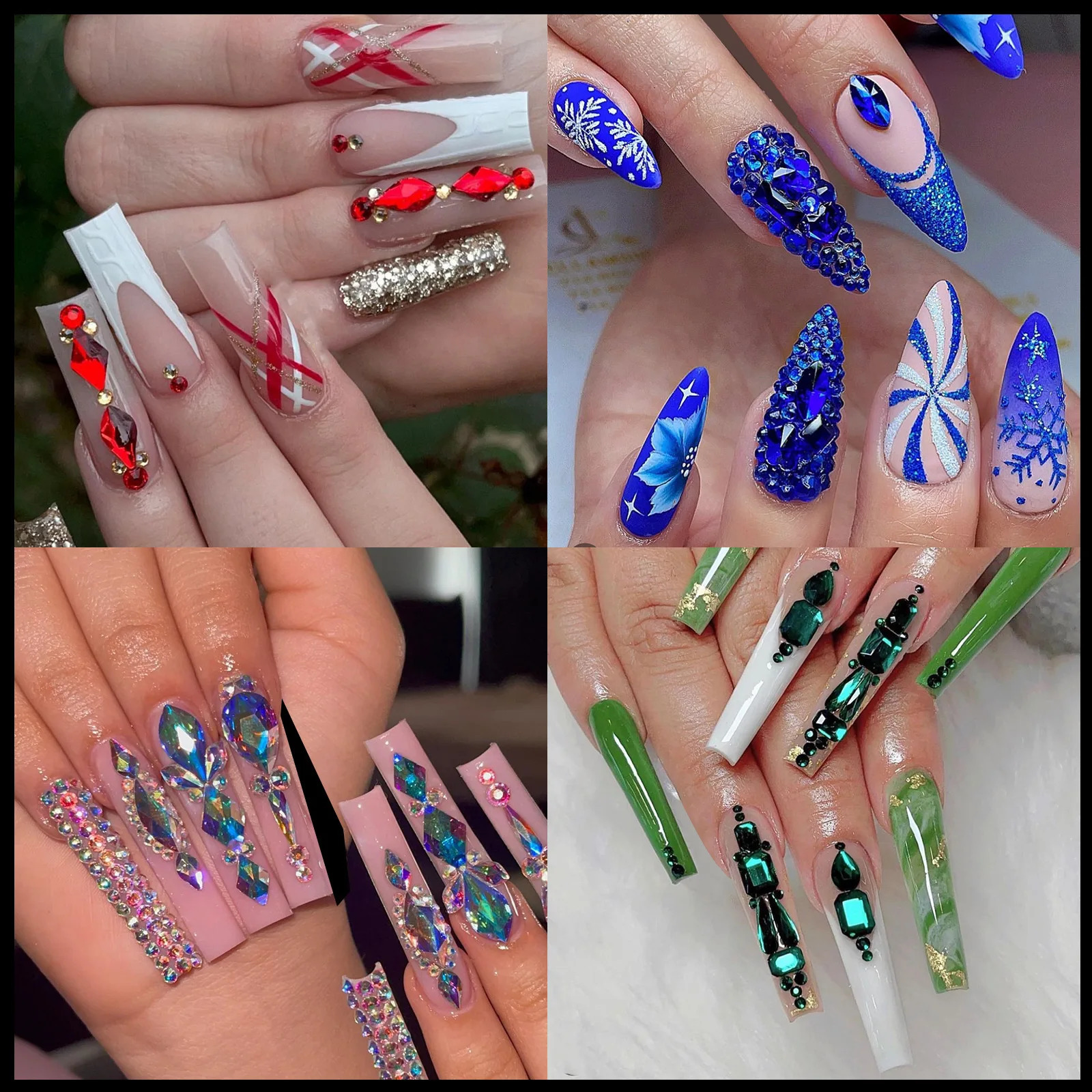Nail Art 24 grid Rhinestone jewelry set Nail ab Flat Bottom Diamond Nail Shape Diamond Magic Color Flat glass Crystal shaped nai 241226