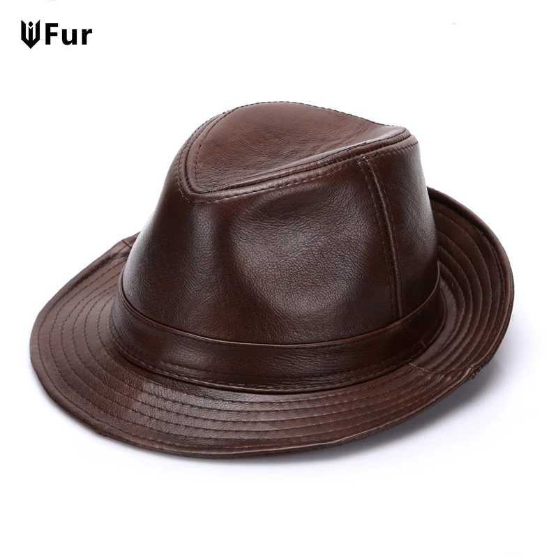 2024 Autumn Winter Warm New Cowboy% Genuine Cowboy Leather Hat Mens Genuine Cowboy Leather Hat Mens Fashion C W241225