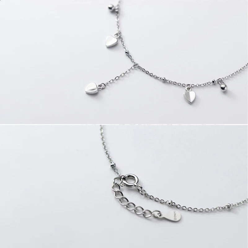 MIQIAO Heart Anklet Ornament Female Love Bracelet On The Leg Chain 925 Sterling Silver Women Jewelry Fashion Summer Accessories 241226
