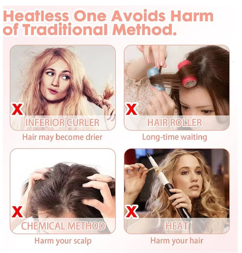 DIY No Heat Hair Curlers Satin Covered Flexi Rods for Heatless Curls Rollers To Sleep in All Hair Types Curling Rod Headband 6pc 241225