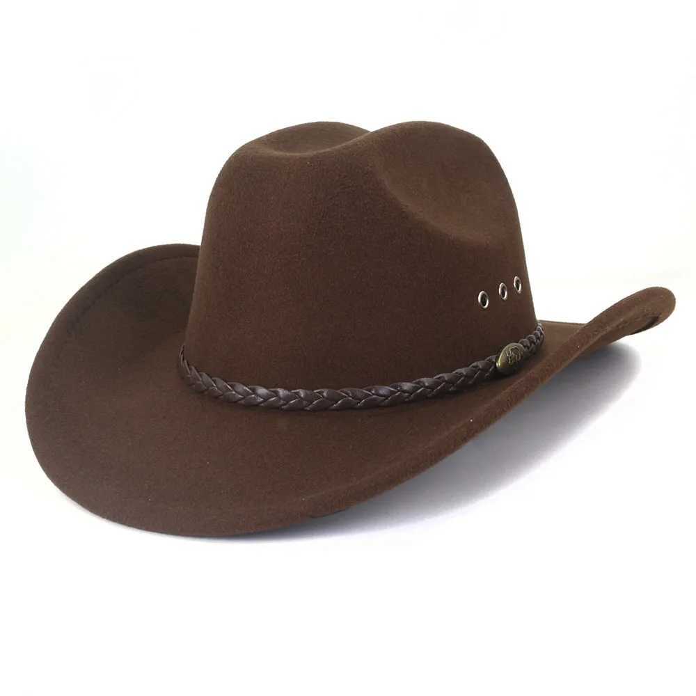 Vintage Western White Cowboy Hat Womens Ethnic Style Fedora Hat Gentleman La Jazz Cowboy Girl Church Sombrero Hombre Cs W241225