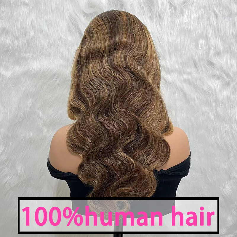 13x4 Human Hair Wigs Large Waves Lace Front Hair Wigs Ombre Color Women's Curly Wig With Babyhair 200Density Fashion Full Frontal Closure Wig Hea