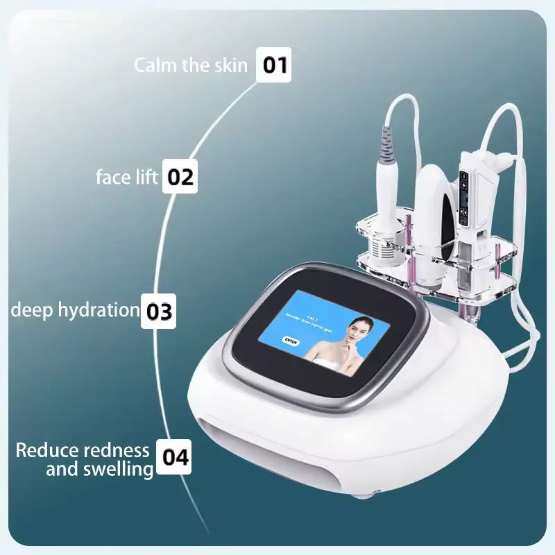 Multifunction 3 In 1 RF Cold Hammer Pore Shrinking Facial Firming Anti Wrinkles No Needle Portable Mesotherapy Jet Peel Injector Skin Moisturizer Mach