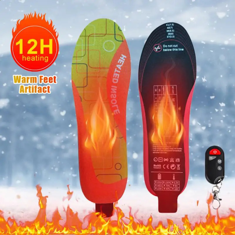 Winter Heated Insoles USB Wireless Temperature Adjustment Electric Foot Thermal Pad 12 Hours Warm Sock Pad 241226