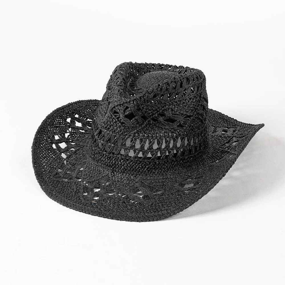 Matcha Green Cowboy Str Hat Hanoven Hollow Mens and Womens Summer Sun Hat Western Cowboy Hat Sombrero Vaquero W241225