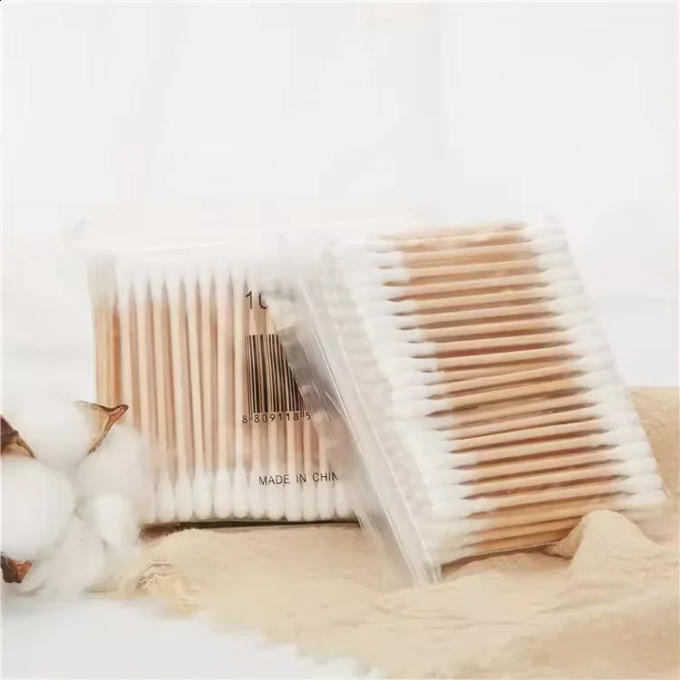 High Quality 100Pcs Wooden Bamboo Swabs Disposable Biodegradable Cotton Swabs Sticks Baby Ear Cotton Buds Q Tips Cotton Swabs 241226