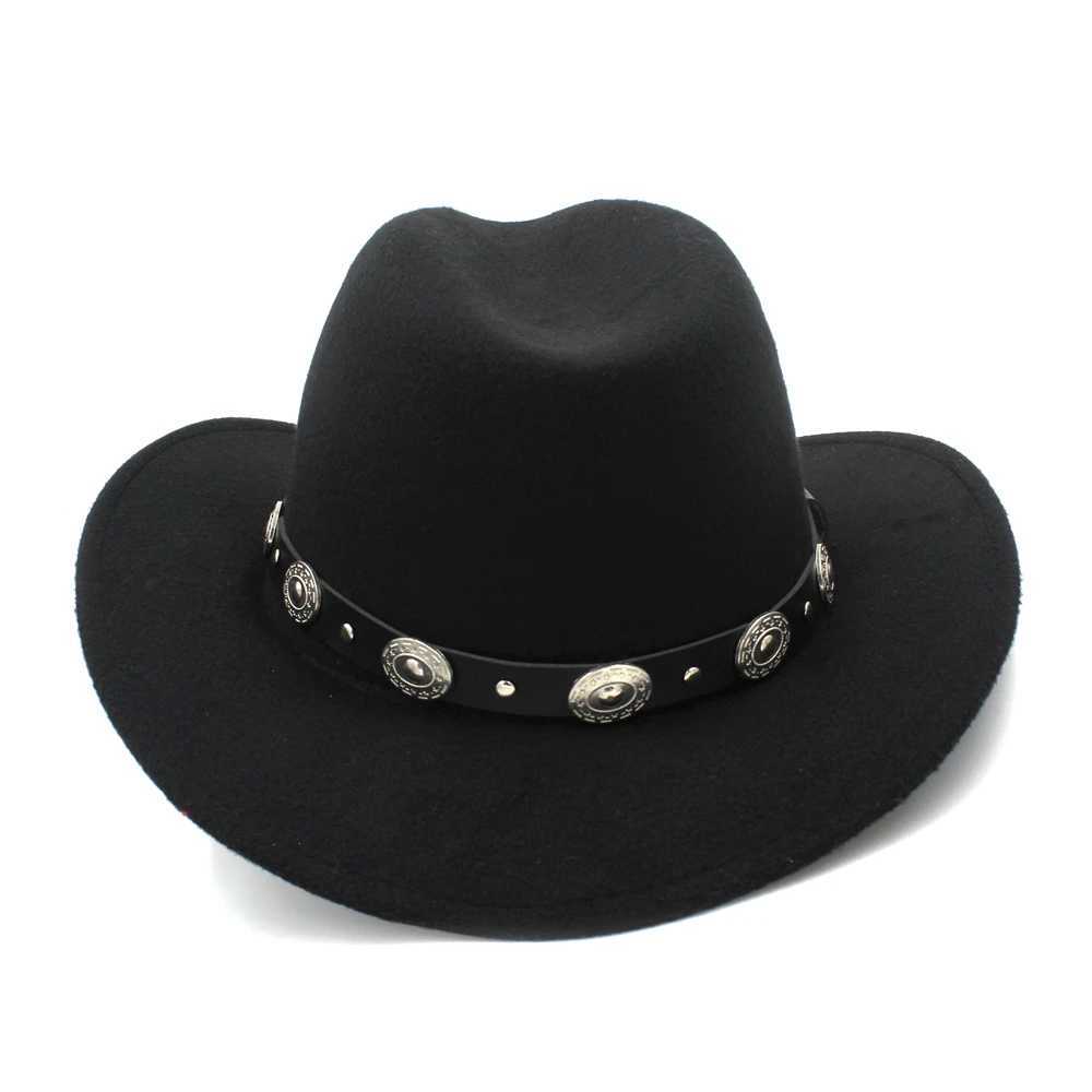 Vintage Wool Childrens Western Cowboy Hat Boys and Girls Wide Brim Cowboy Girls Jazz C Belt Leather Toca Sombrero C 54CM W241225