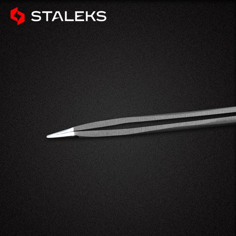 1pc STALEKS Pro High-precision Stainless Steel TE Series Straight Curved Tweezers Grafting Eyelashes Extension Makeup Tool 241223