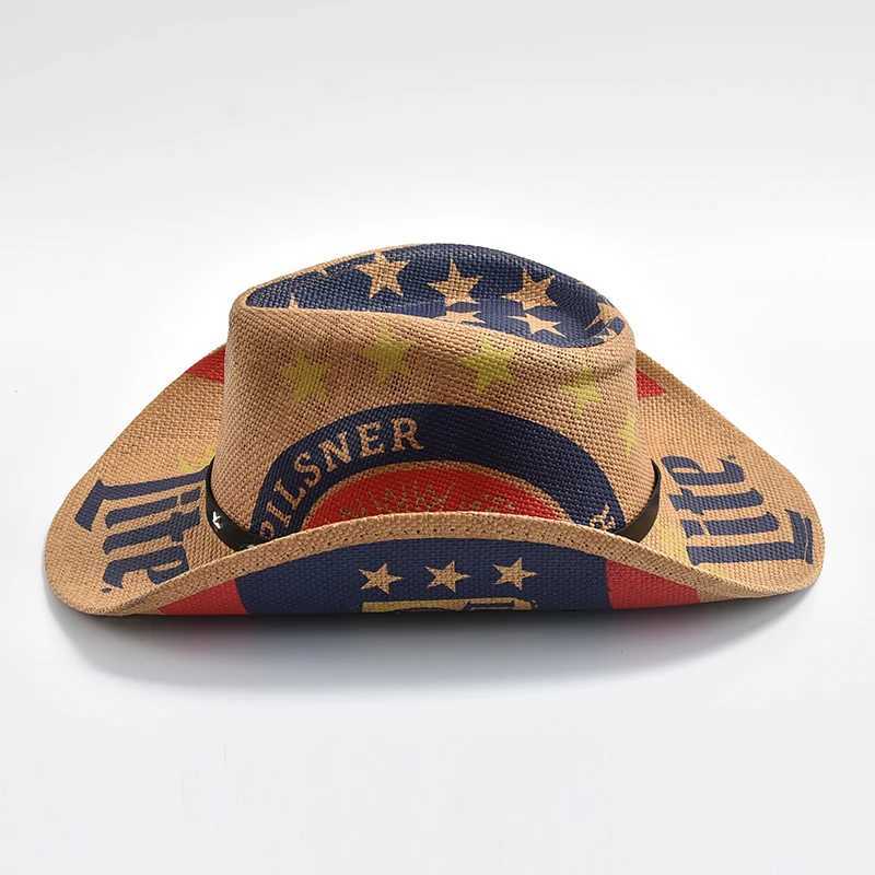 New Per Str Western Womens Cowboy Hat Classic American Flag Cowboy Girl C Panama Jazz Hat Sombrero Hombre W241225