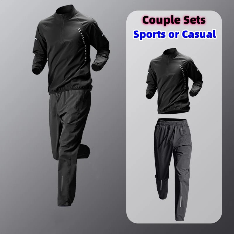 Couple Quick Dry Running Sets Outdoor Sports Tops Pants Trendy Mens Tracksuits Breathable Windbreaker Shirts Training Clothes 241224
