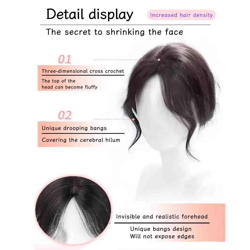 Invisible Clip In Synthetic Hair Bangs for Women 3D Middle Part Straight Side Fringe Extensions Natural Looking Hairpiece 241225