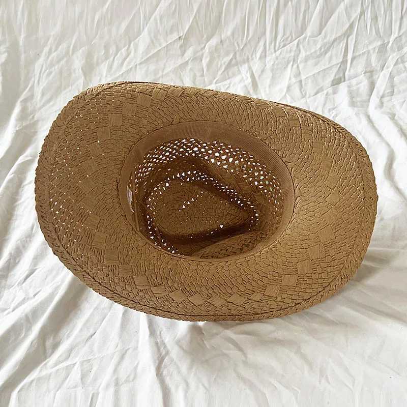 Summer Beach Holiday Str Hat Vintage Handmade Womens Bohemian Hollow Cowboy Hat Shell Bead Sun Hat Fishing C W241225