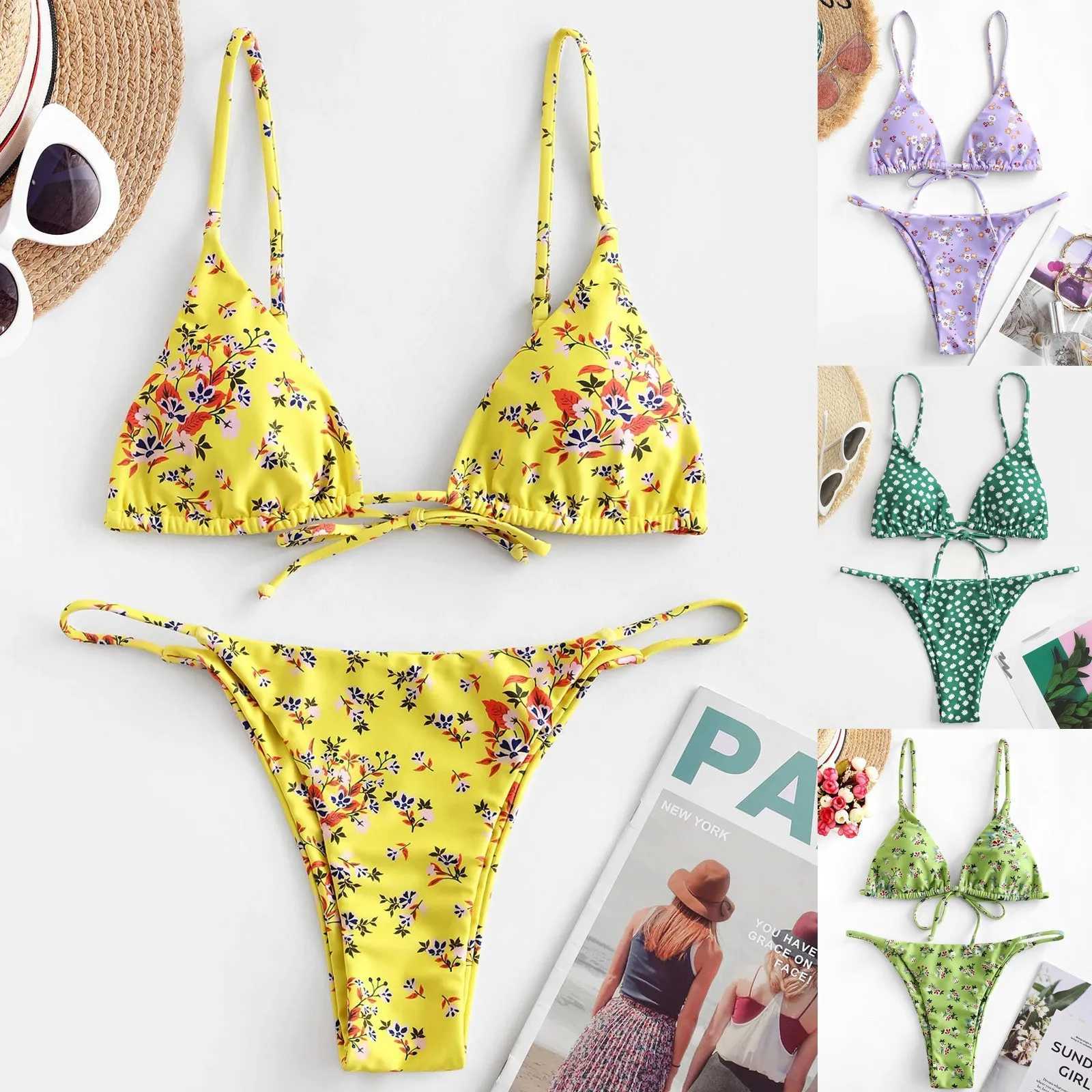 Sexy bikini push up womens swimsuit 2024 womens swimsuit Brazilian bikini set thong Biquini swimsuit printed beachwearW241225