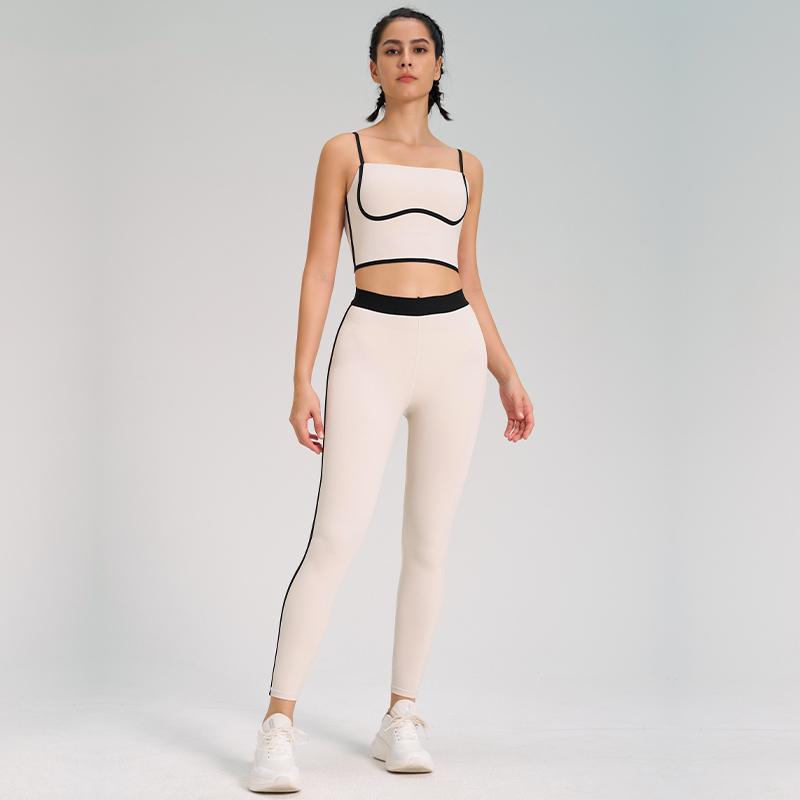 FEMME FINESS Exercise Yoga Suit Two Piece Nude Feeling Reversible Brushed Outdoor Running Fitness Sling Yoga Wear